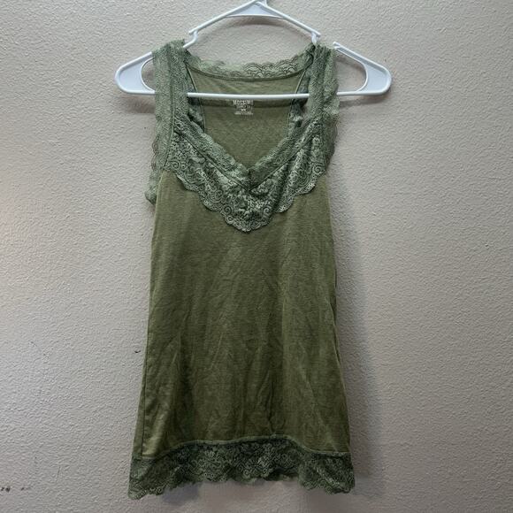 Y2K Mossimo Lace Trim Tank Top SZ M Camisole Forest Fairy Coquette Green - Picture 1 of 4